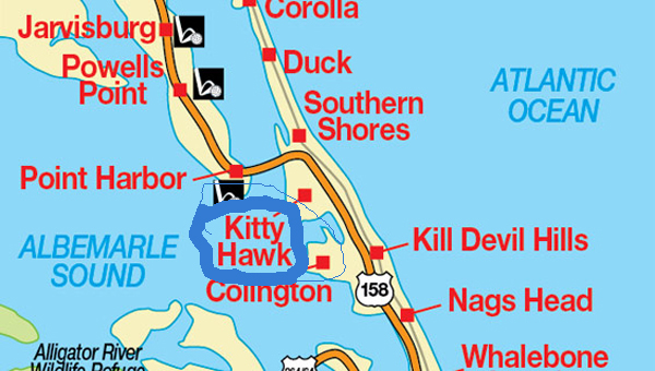 Kitty Hawk on map
